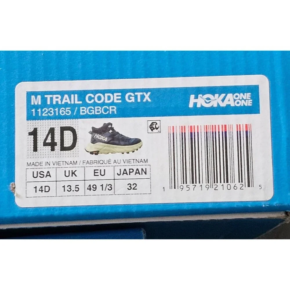 HOKA Men's Trail Code GTX‎ Hiking Boots, Blue Graphite, 14
